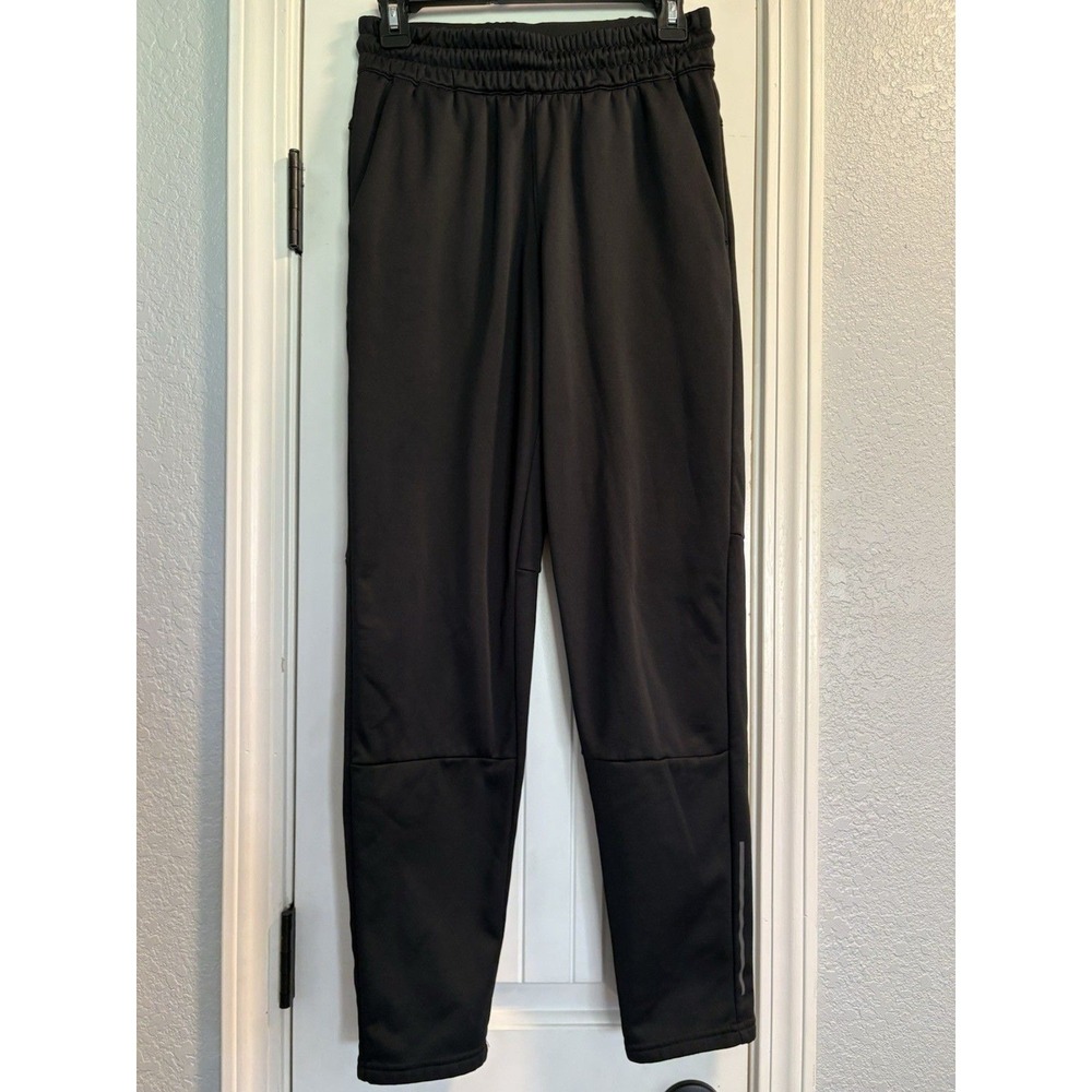 Members Mark Tech Fleece Pants Mens Small Black Zipper Pockets Tapered Active - Picture 2 of 5